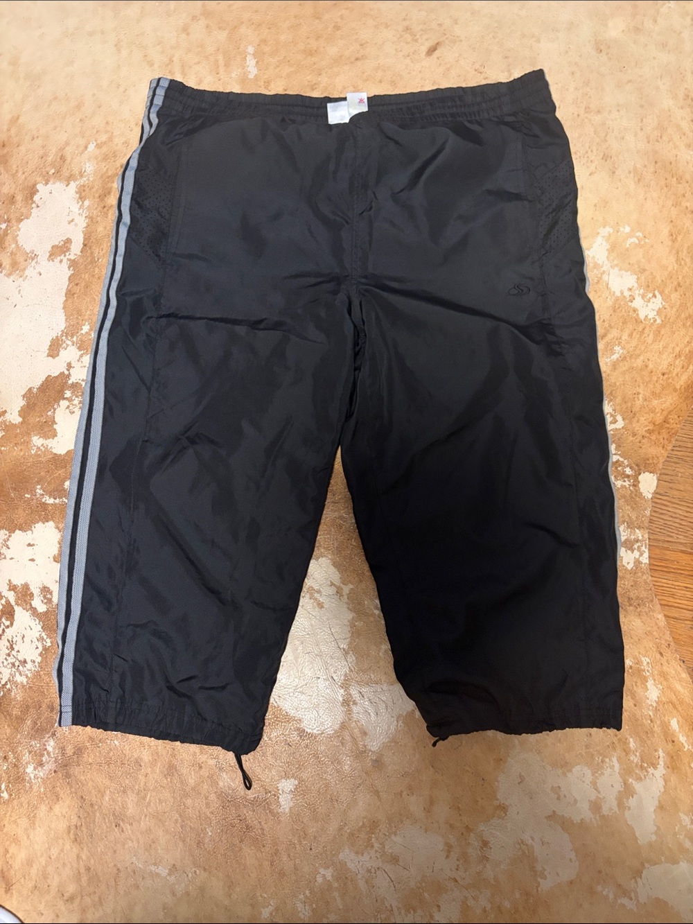 Y2K Men's Black Athletic Track Shorts with Side Stripe size M/L